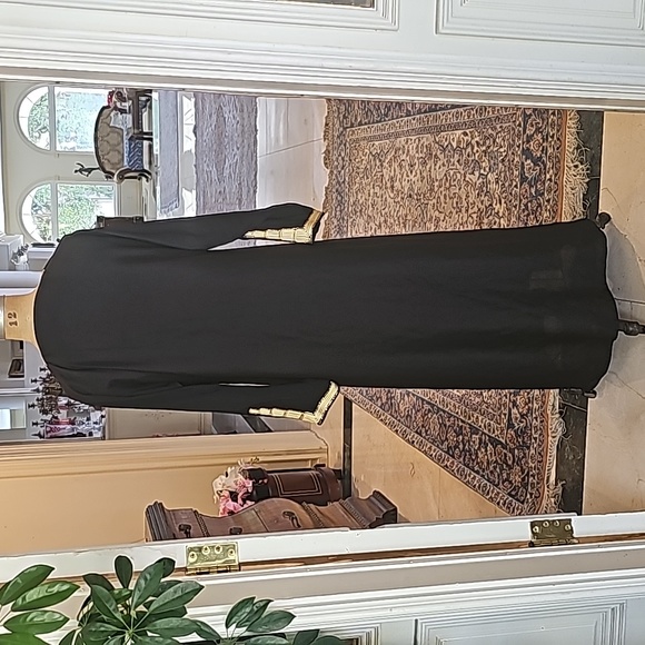 Black & Gold Embroidered Sequin Kaftan Cover-Up Maxi Dress - Picture 16 of 16